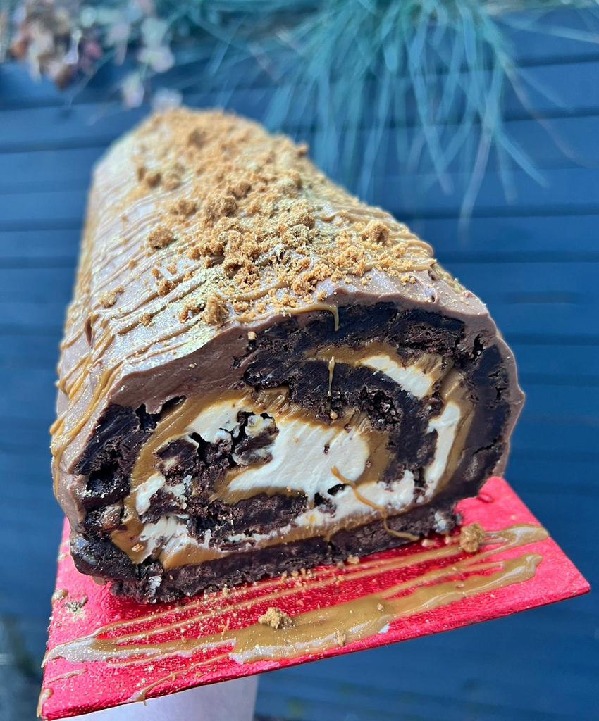 Biscoff & Caramel Brownie Yule Log